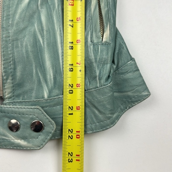 Sabani turquoise white marbled leather jacket made in Italy size xxs - Picture 5 of 15